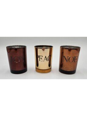 VTG Target Xmas Metallic Glass Votive Candle Holders 3 Festive Holiday Decor